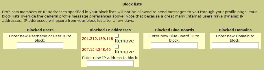 block lists
